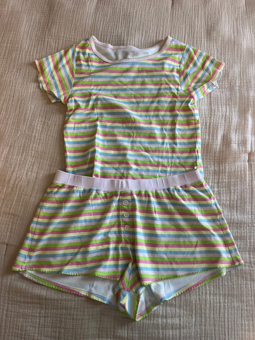 Cozyland Short Sleeve Striped Pajama Set